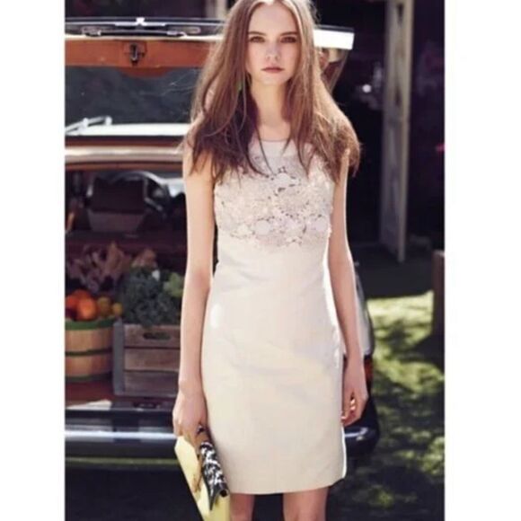 Anthropologie Dresses & Skirts - Anthropologie Postmark Crochet Knit Bust Sheath Cotton Linen Dress Size 00